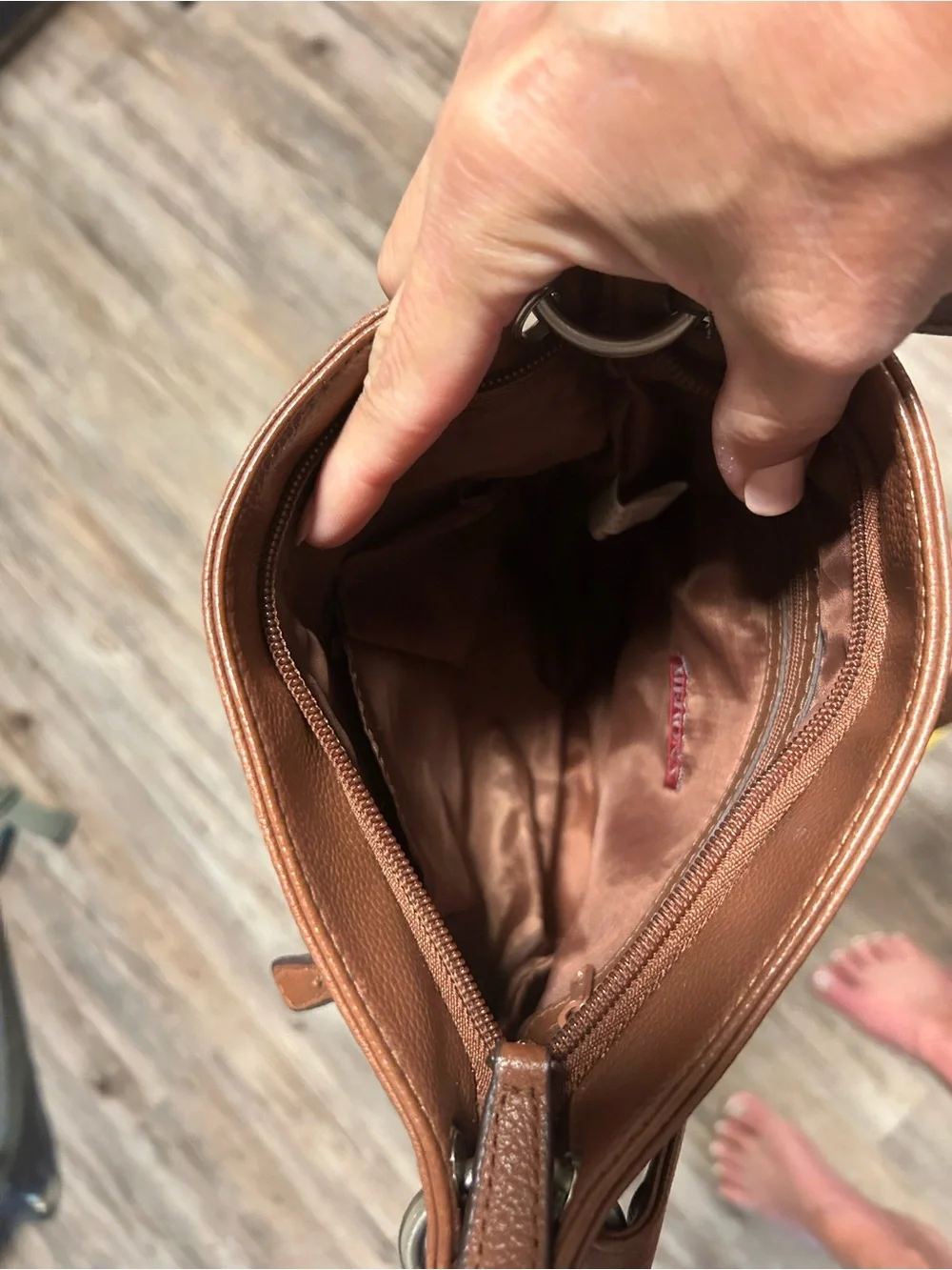 Merona Brown Leather Crossbody Shoulder Bag with Adjustable Strap